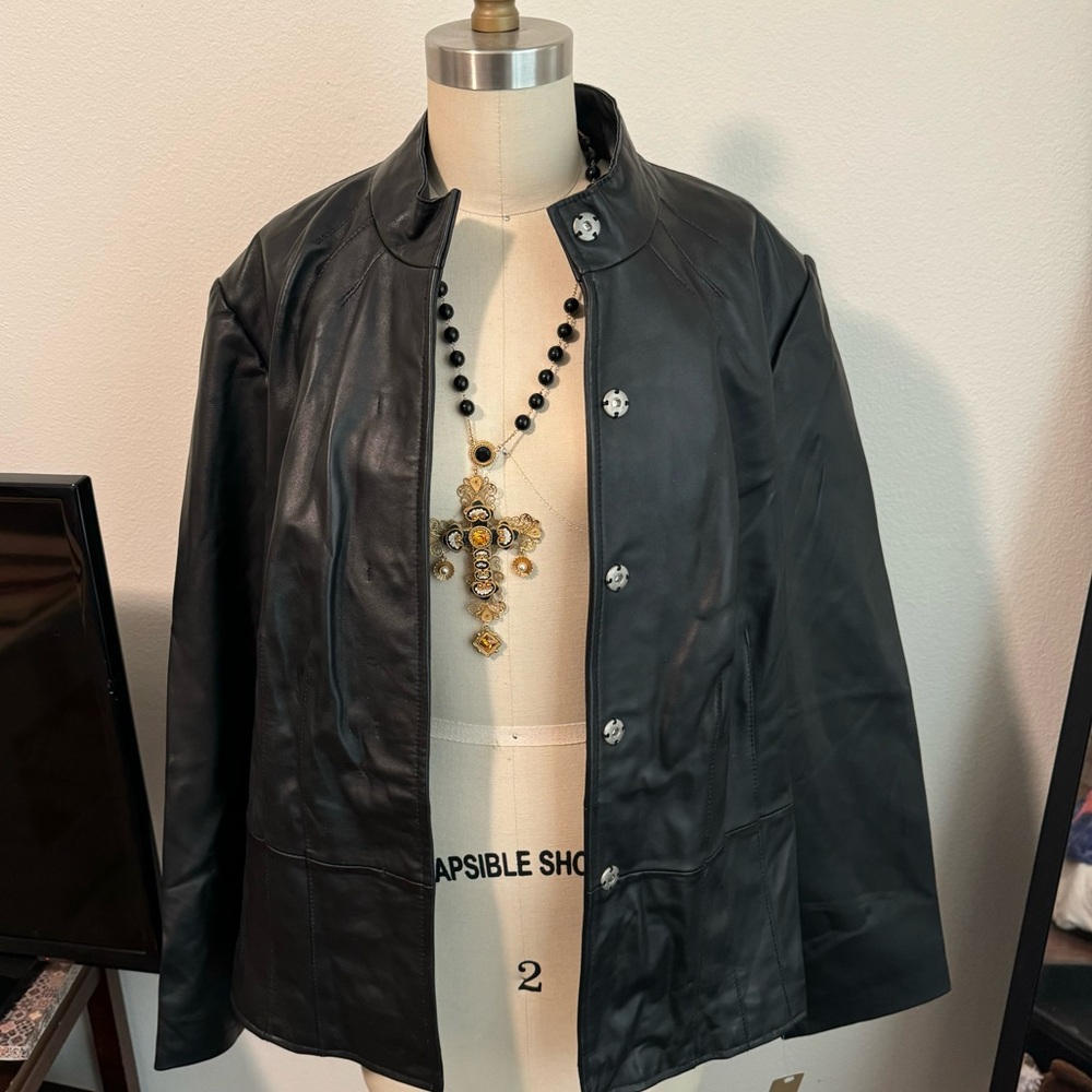 ie Black Leather Jacket - Size 1X.